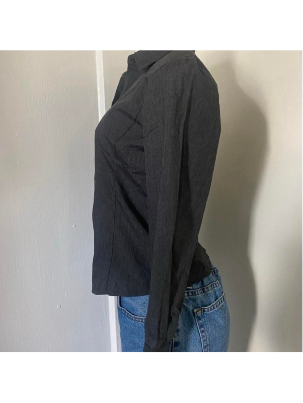 Gray button up blouse - Picture 2 of 3